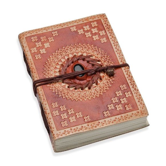 Handcrafted Leather and Cotton Journal 7 x 5 in - Picture 1 of 8